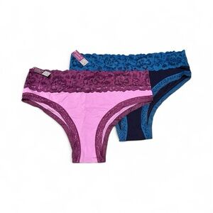 Adore Me Underwear Set - Pink and Blue Lace